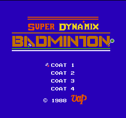 Super Dyna'mix Badminton title screen for Famicom